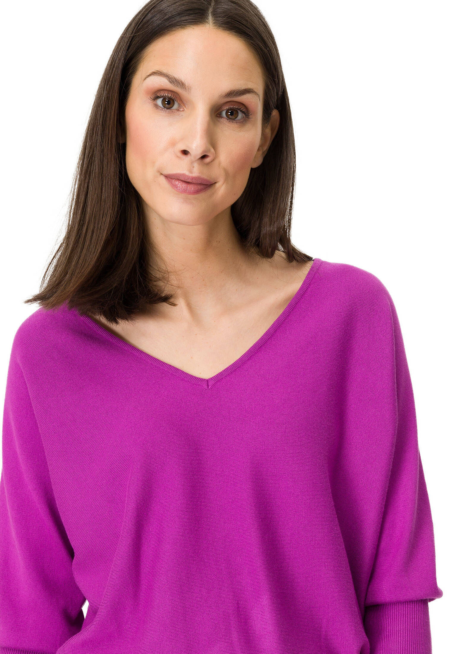 zero| Damen Feinstrickpullover mit V-Ausschnitt