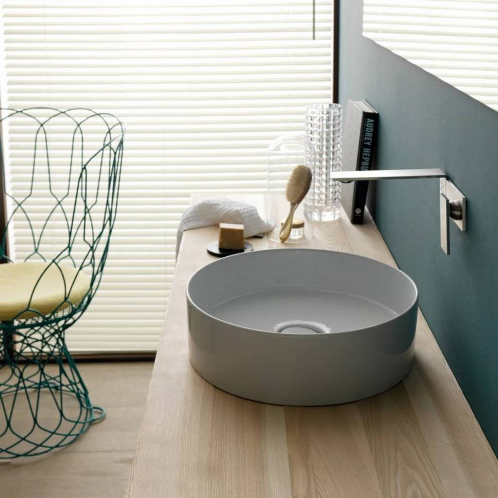 Salenzi Hide Circle opbouw wastafel waskom mat wit 40x12cm
