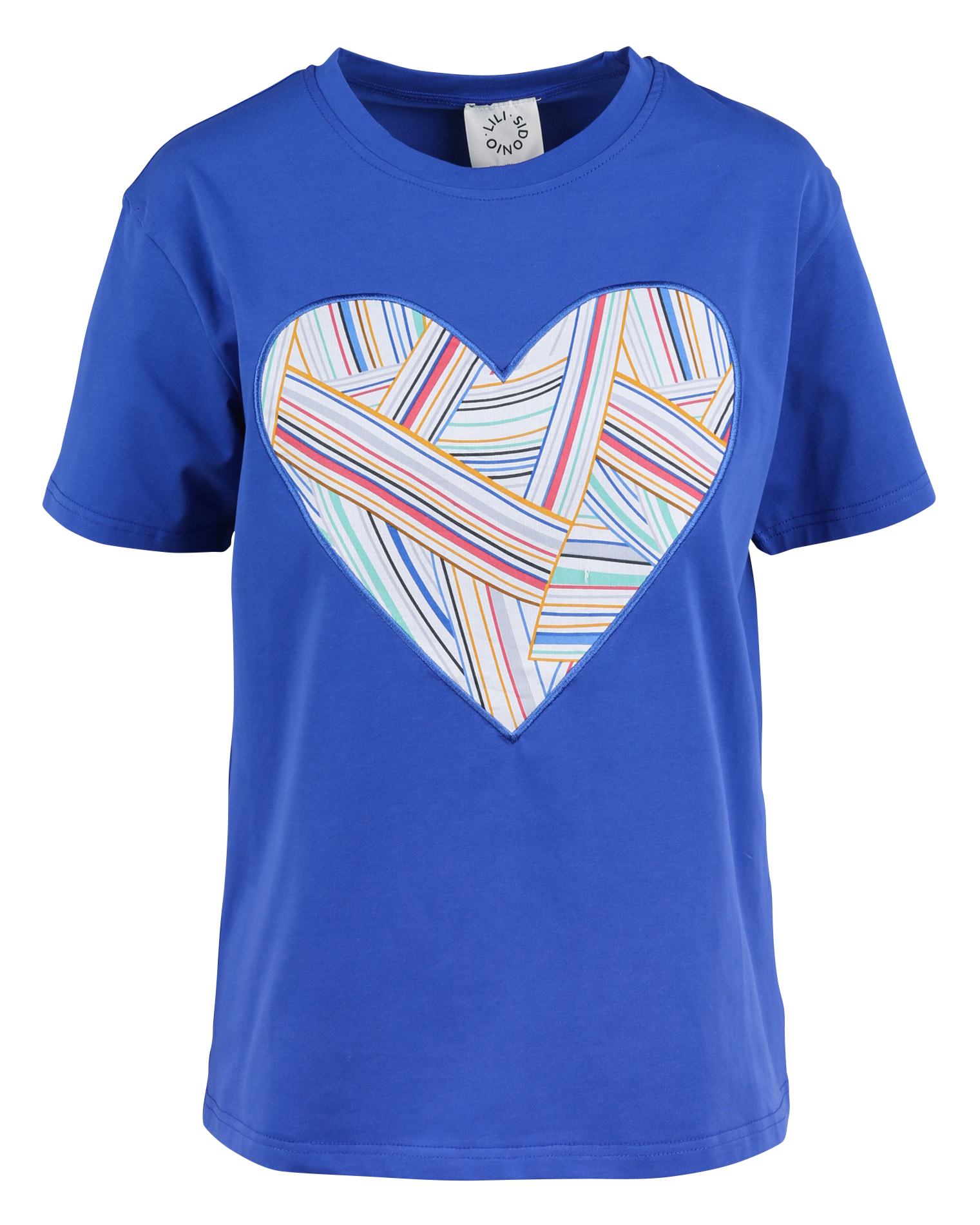 Tee-shirt col rond en coton stretch| Bleu