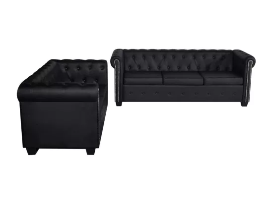 Canapé Chesterfield à 2 places et à 3 places noir