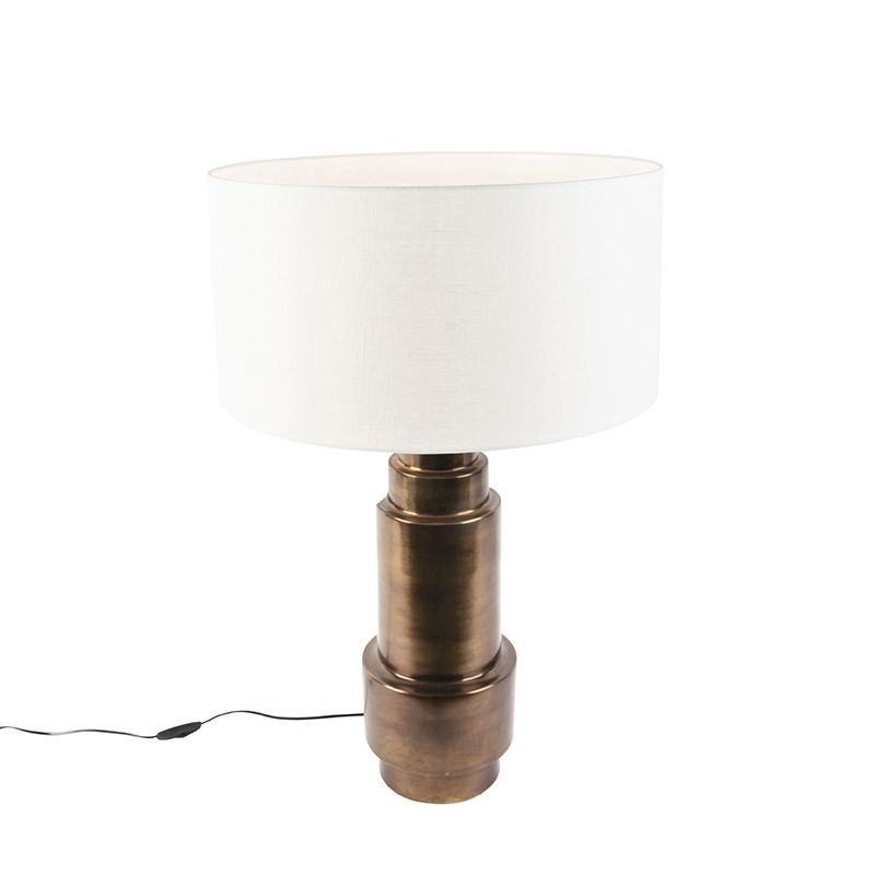 Art deco tafellamp met kap wit 50 cm - Bruut