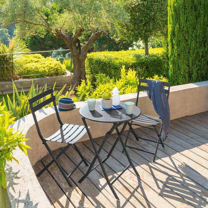 Table de jardin pliante ronde GREENSBORO Graphite