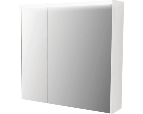 Spiegelkast Baden Haus Nizza 70,0 x 15,0 x 67,0 cm wit hoogglans 2-deurs LED IP 44 (beschermd tegen vreemde voorwerpen en spatwater)