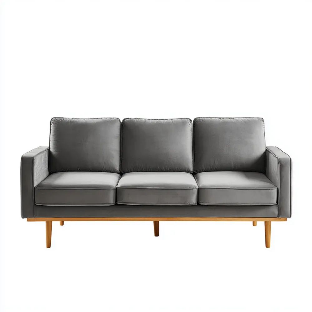 3-Sitzer-Sofa Leder 200x85x90 cm – Dunkelgrau – Skandinavisches Design