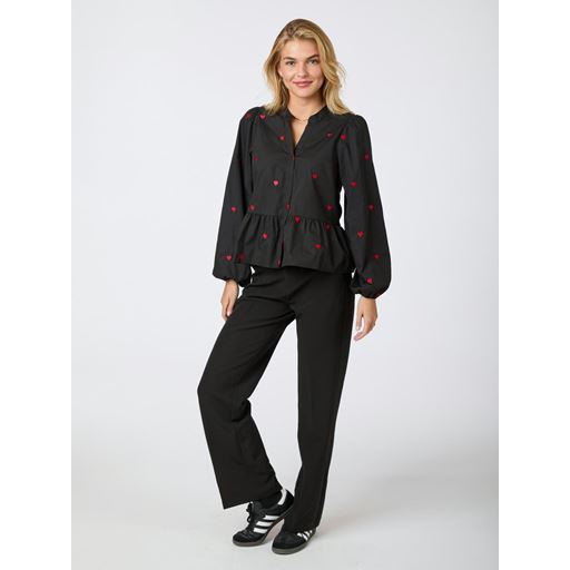 Neo Noir Savoy Hearts Bluse, Black, 38