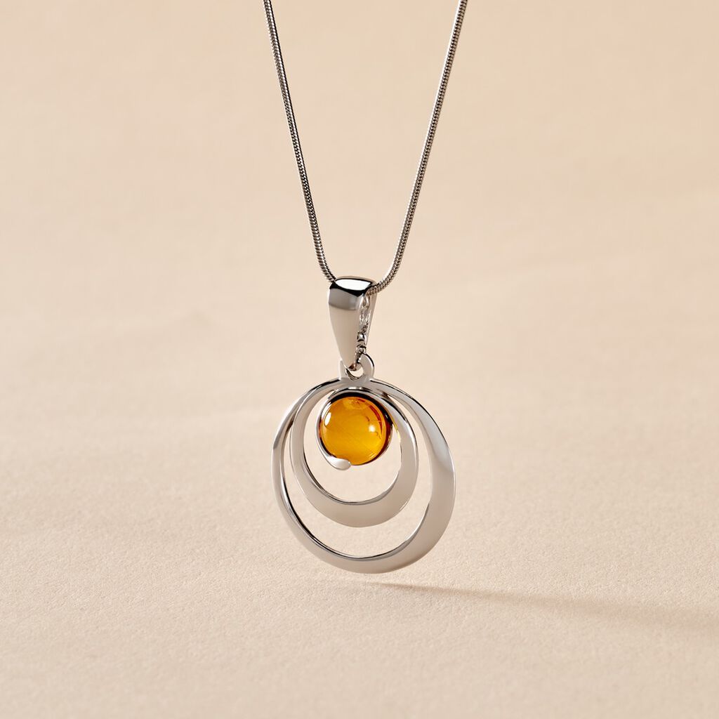 Collier Argent Blanc Alanna Ambre