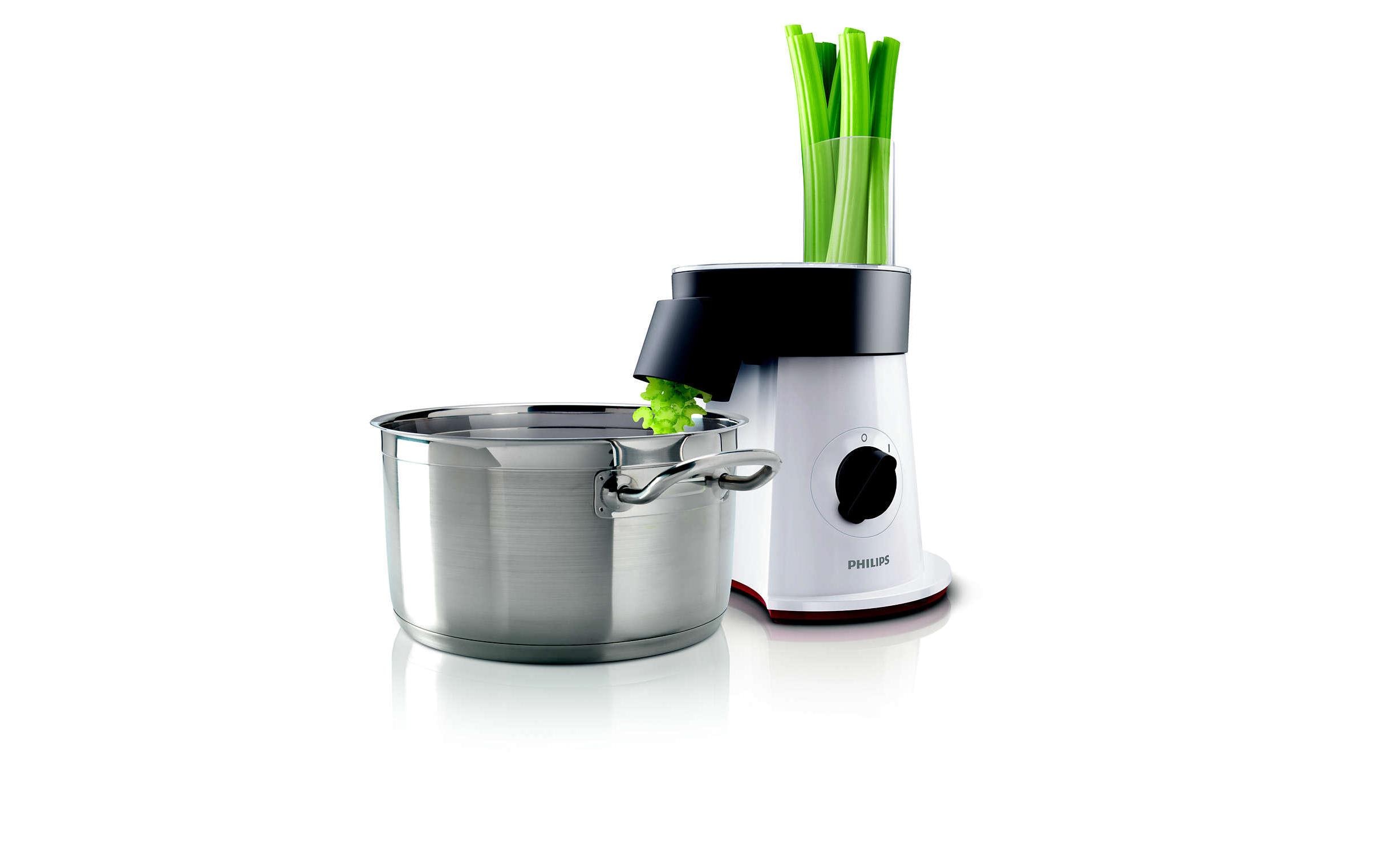 Salatzubereiter Viva Collection HR1388/80 WeissSalatzubereiter mit 6 Scheibeneinsätzen