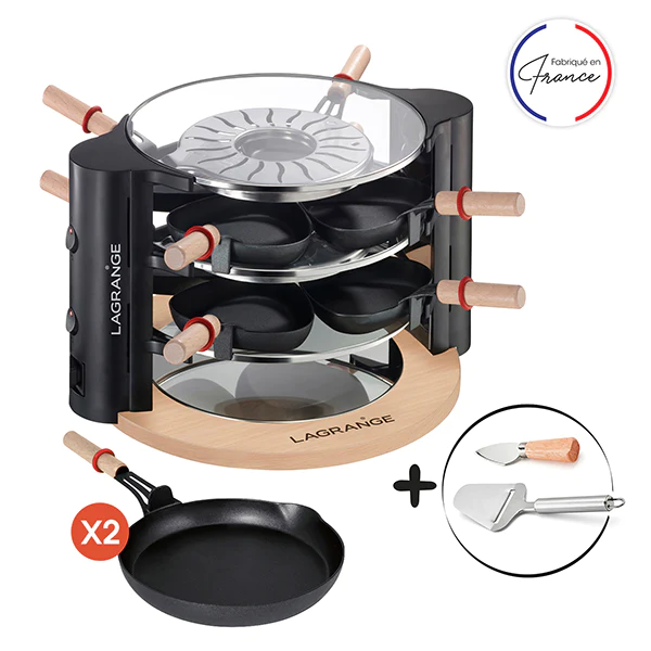 Raclette Evolution avec accessoires à fromage et deux grands poêlons L