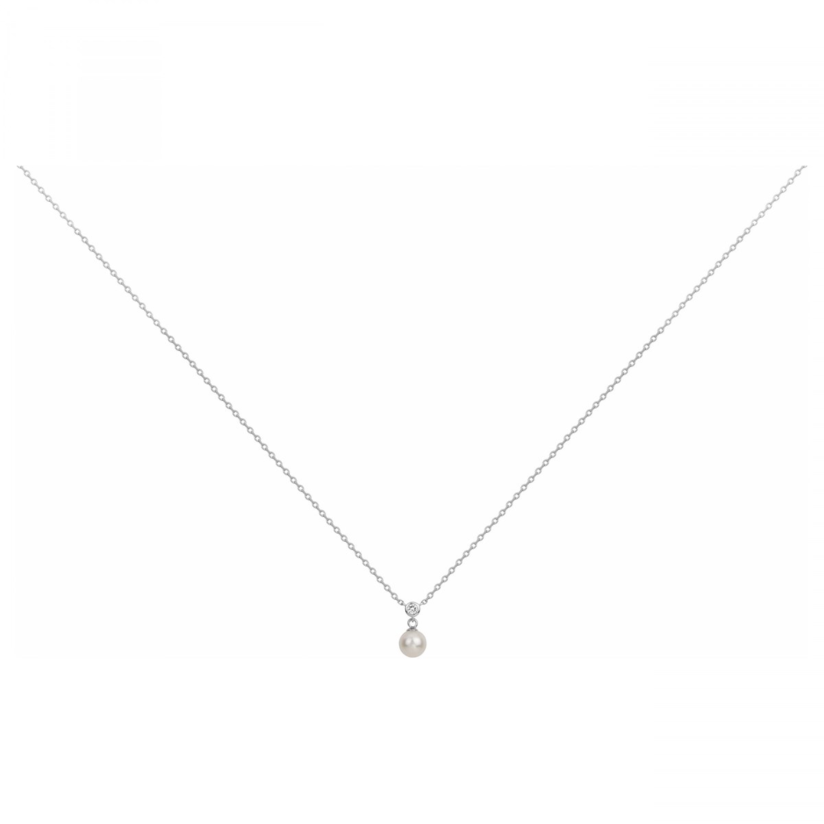 Collier mono-motif en Argent avec perle d'eau douce blanc