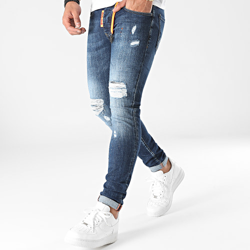 Jean Skinny Avec Déchirures 0002 Bleu Denim
