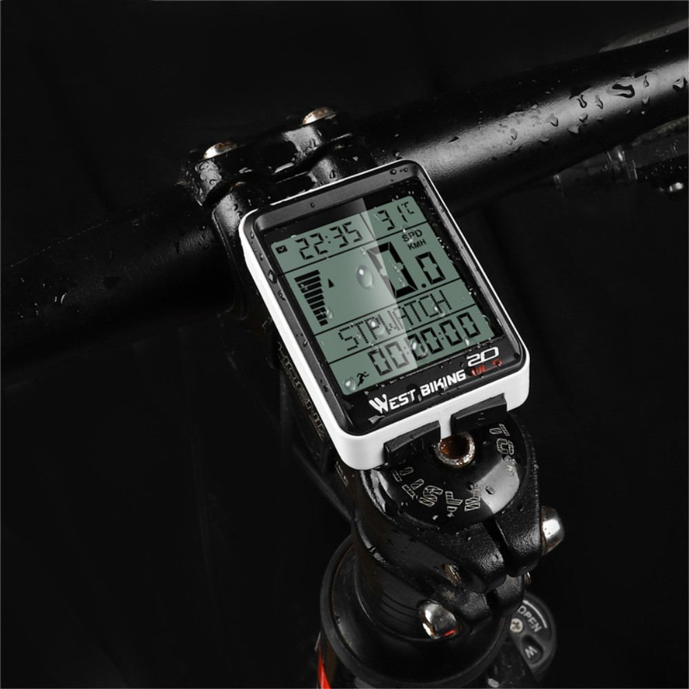 Digitaler Fahrrad Computer Tacho Geschwindigkeitsmesser Kabelloser Velo Kilometer Zähler - Weiss