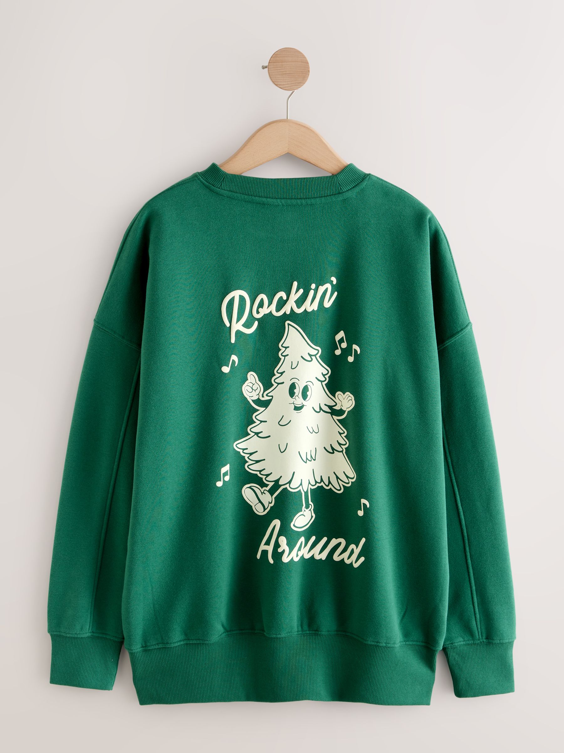 Donkergroen - Seizoensgebonden grafisch Kerstmis longsleeve crewneck Sweatshirt