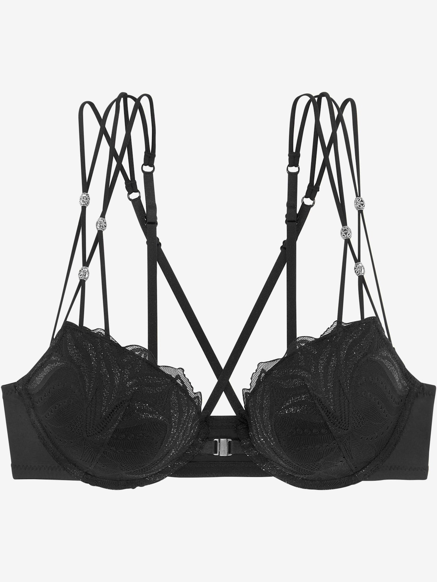 Soutien-gorge push-up sexy, dentelle délicate et fermeture devant