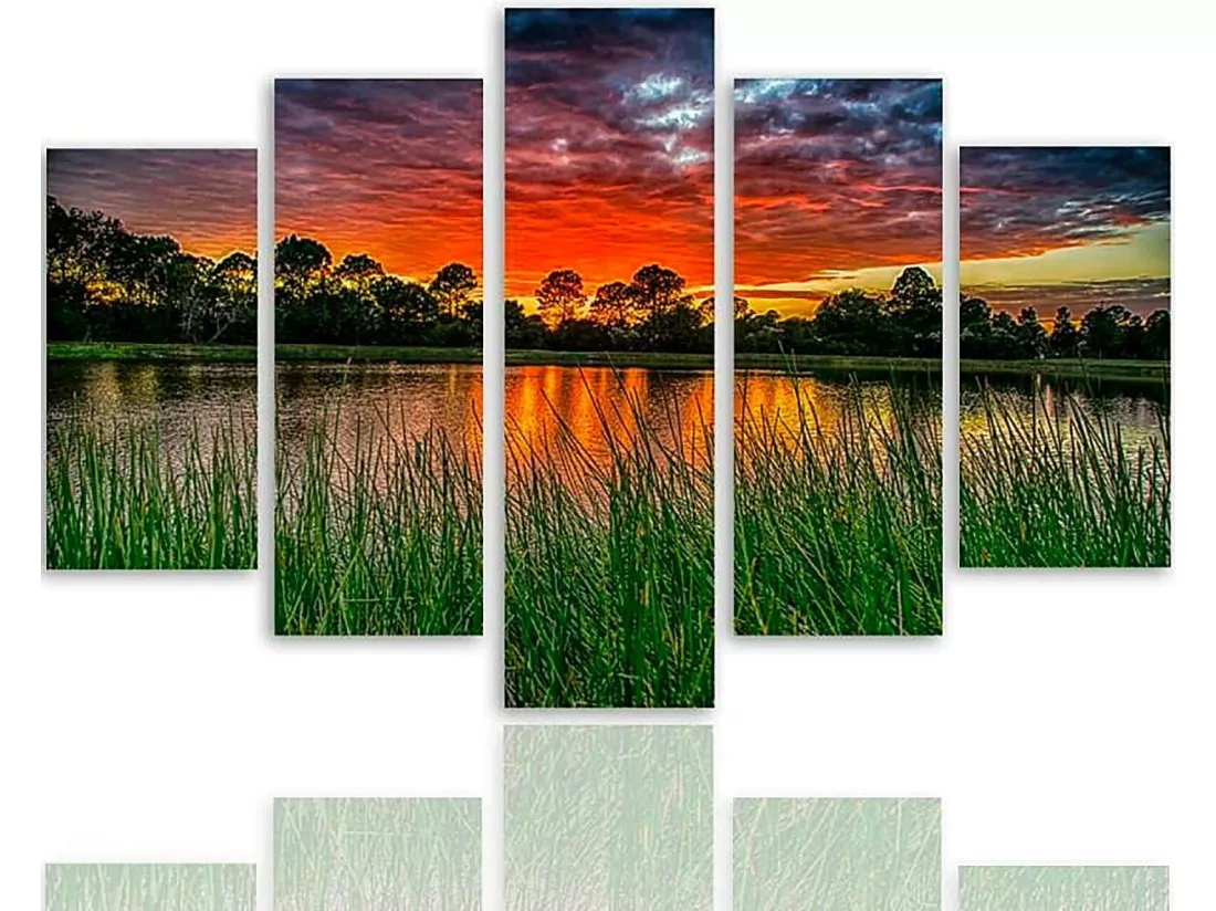 Tableau coucher de soleil sur l'eau 3 - 200 x 100 cm