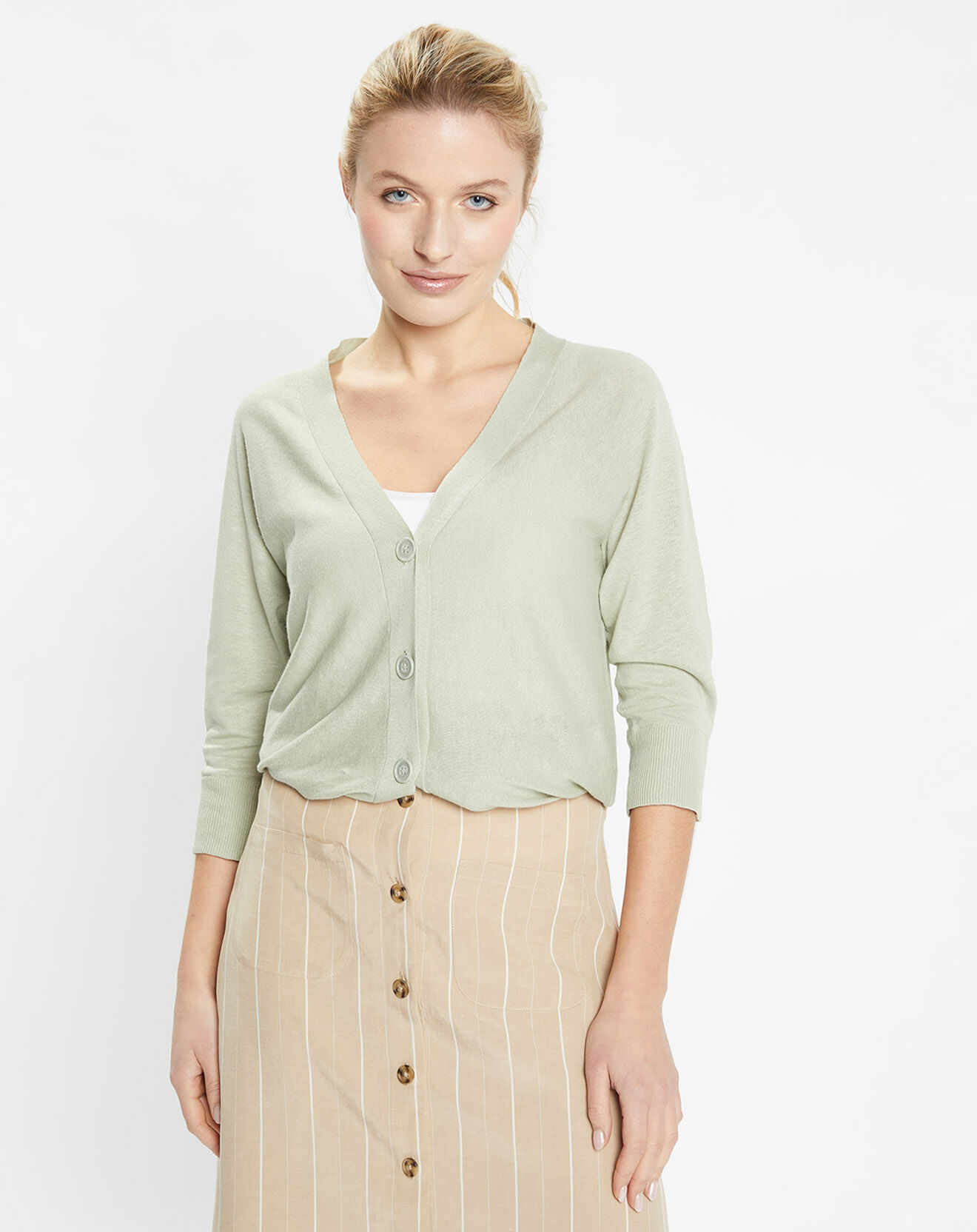 Jodhpur Gilet droit en Lin & Coton Mimosa vert