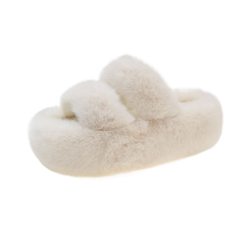 Asterisk - Platform Fluffy Slide Sandalen