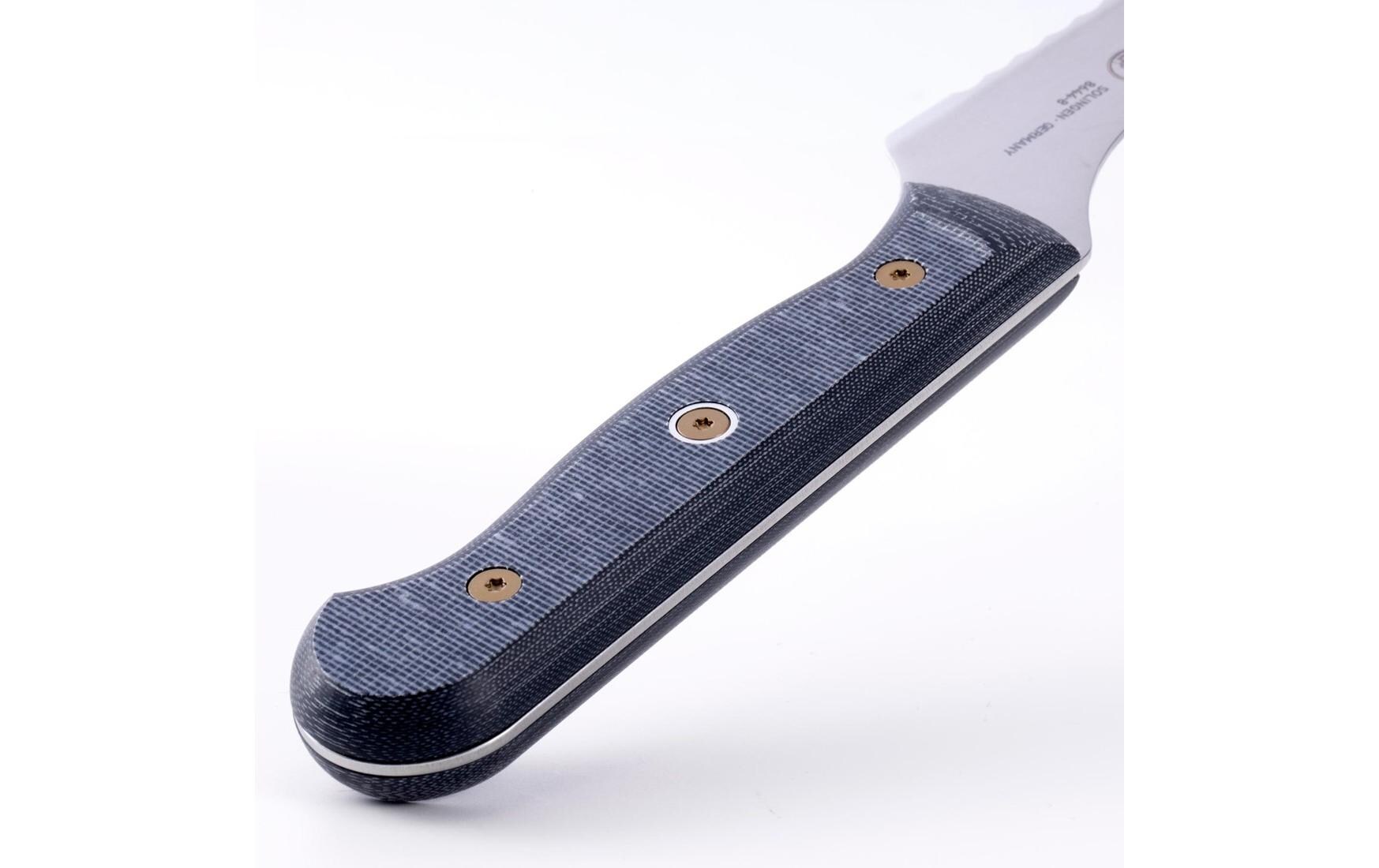 Brotmesser Custom 20 cm, Blau/SilberOffset-Messer mit Wellenschliff