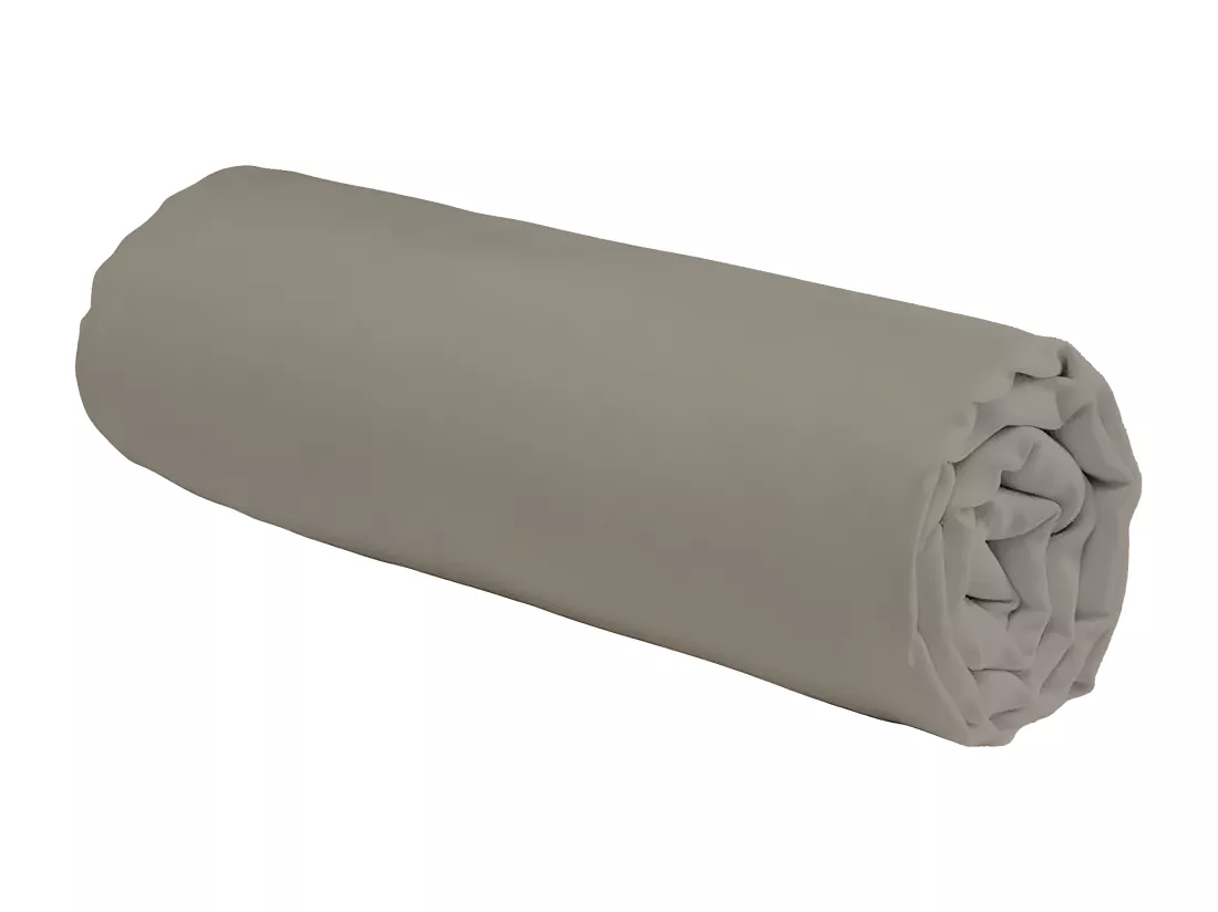 Drap housse en coton 57 fils uni bonnet 25cm vison 140x190cm