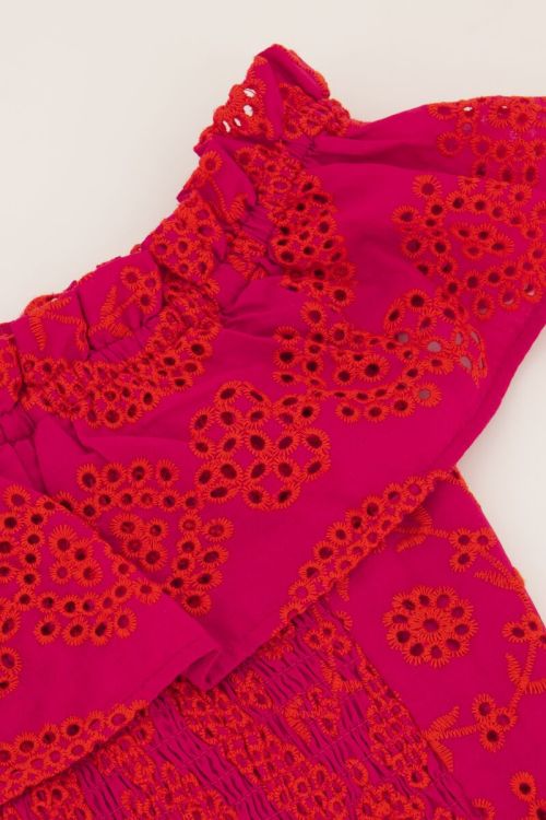 Roze cropped top met contrasterende embroidery