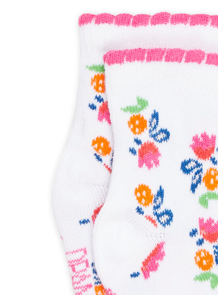 Chaussettes blanches à imprimé fleurs