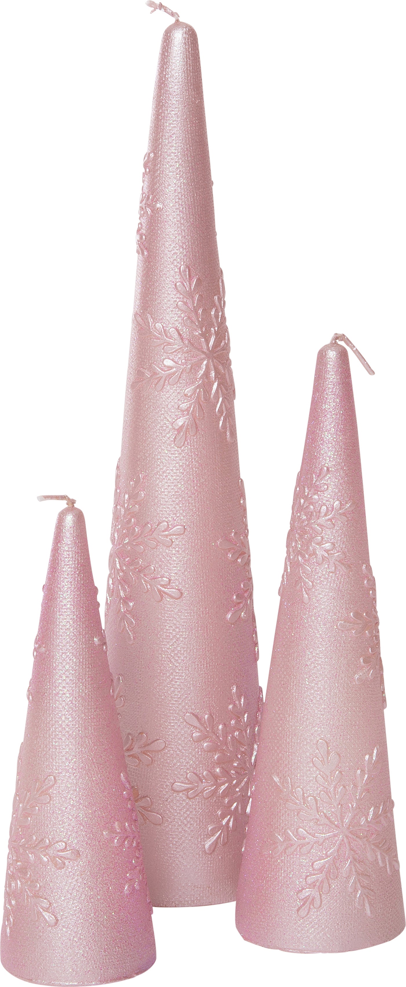 Intratuin kaars met sneeuwvlok roze 5,3 x 5,3 x 15 cm