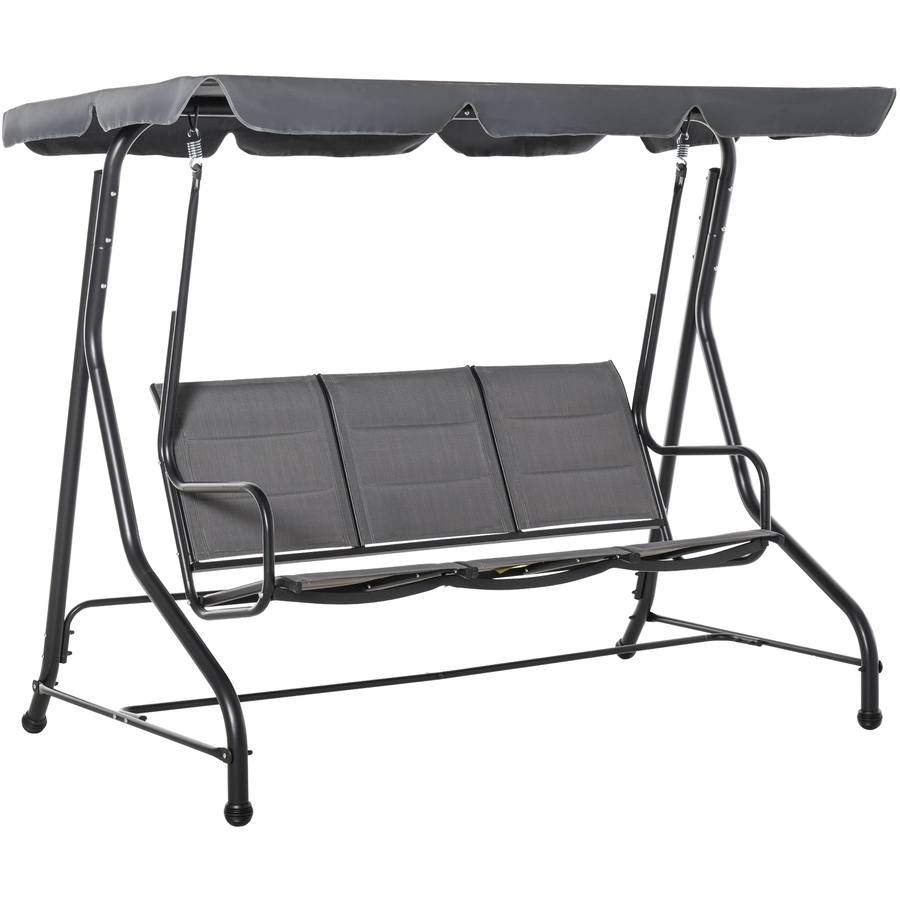 Outsunny 3-Sitzer Hollywoodschaukel mit verstellbarem Dach Grau
