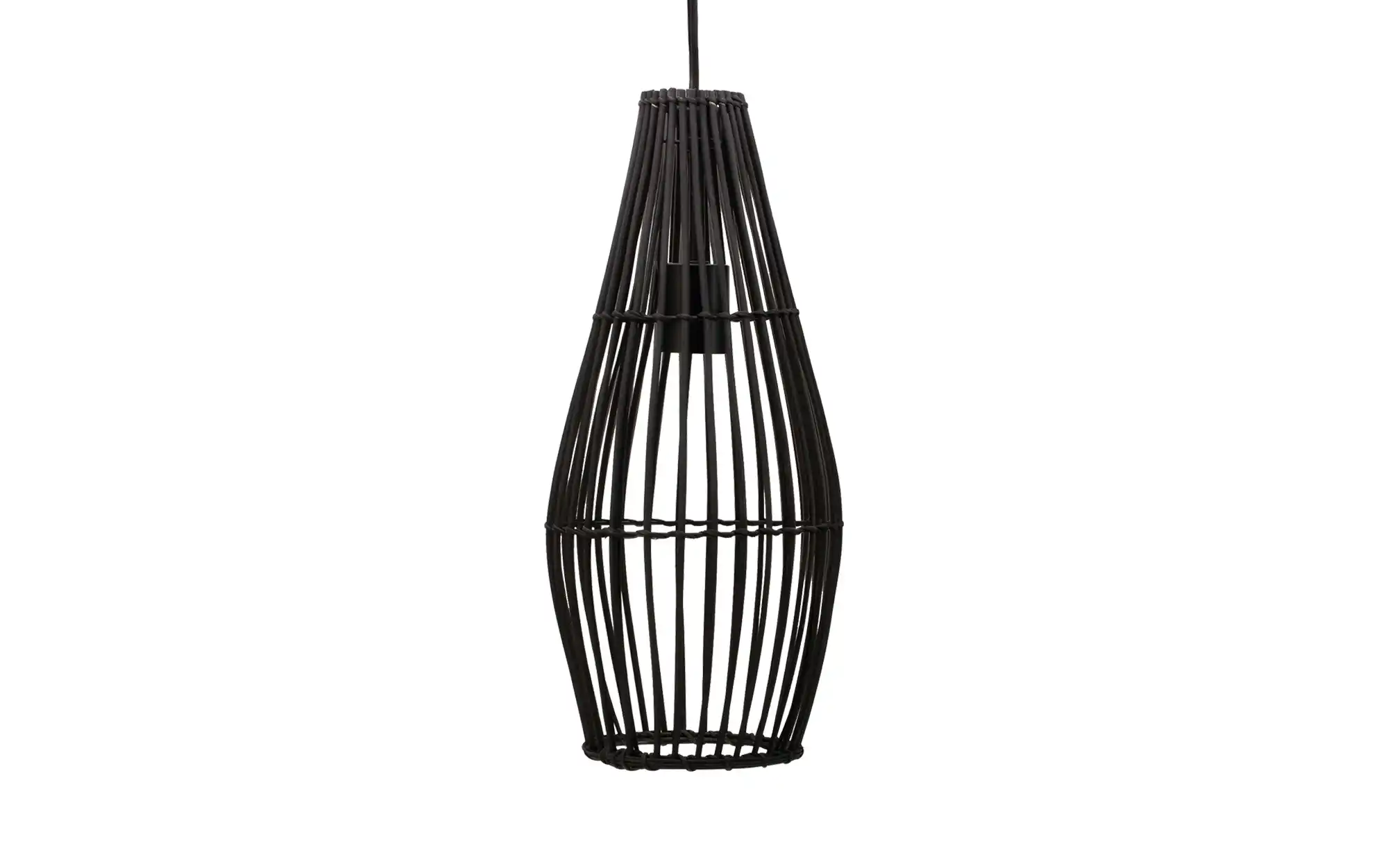 Pendelleuchte, 1-flammig, Rattan/schwarz