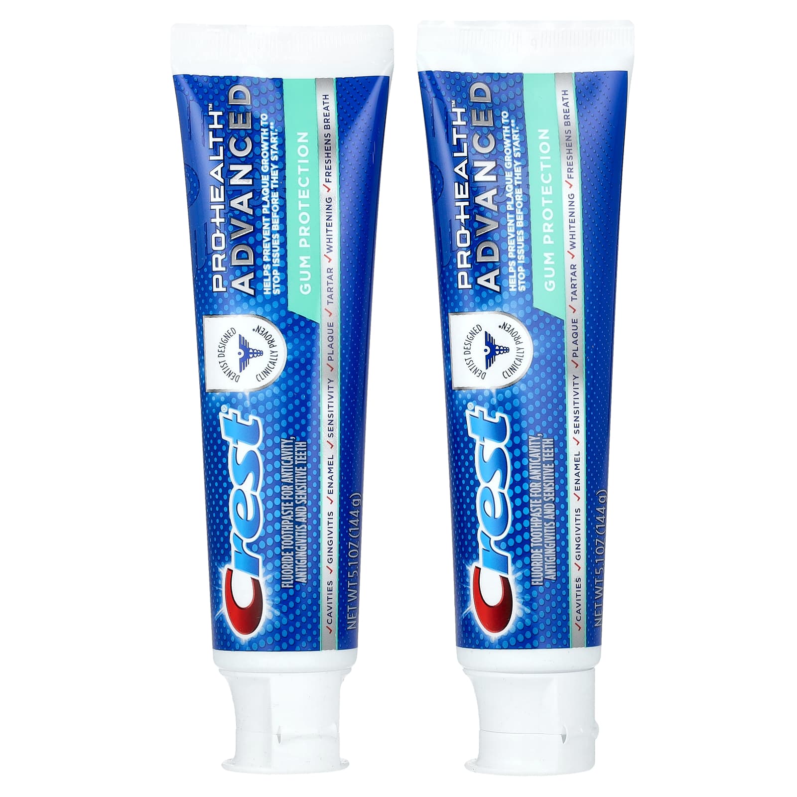 Crest, Pro Health Advanced, fluoride tandpasta, tandvleesbescherming, 2-pack, 144 g per stuk