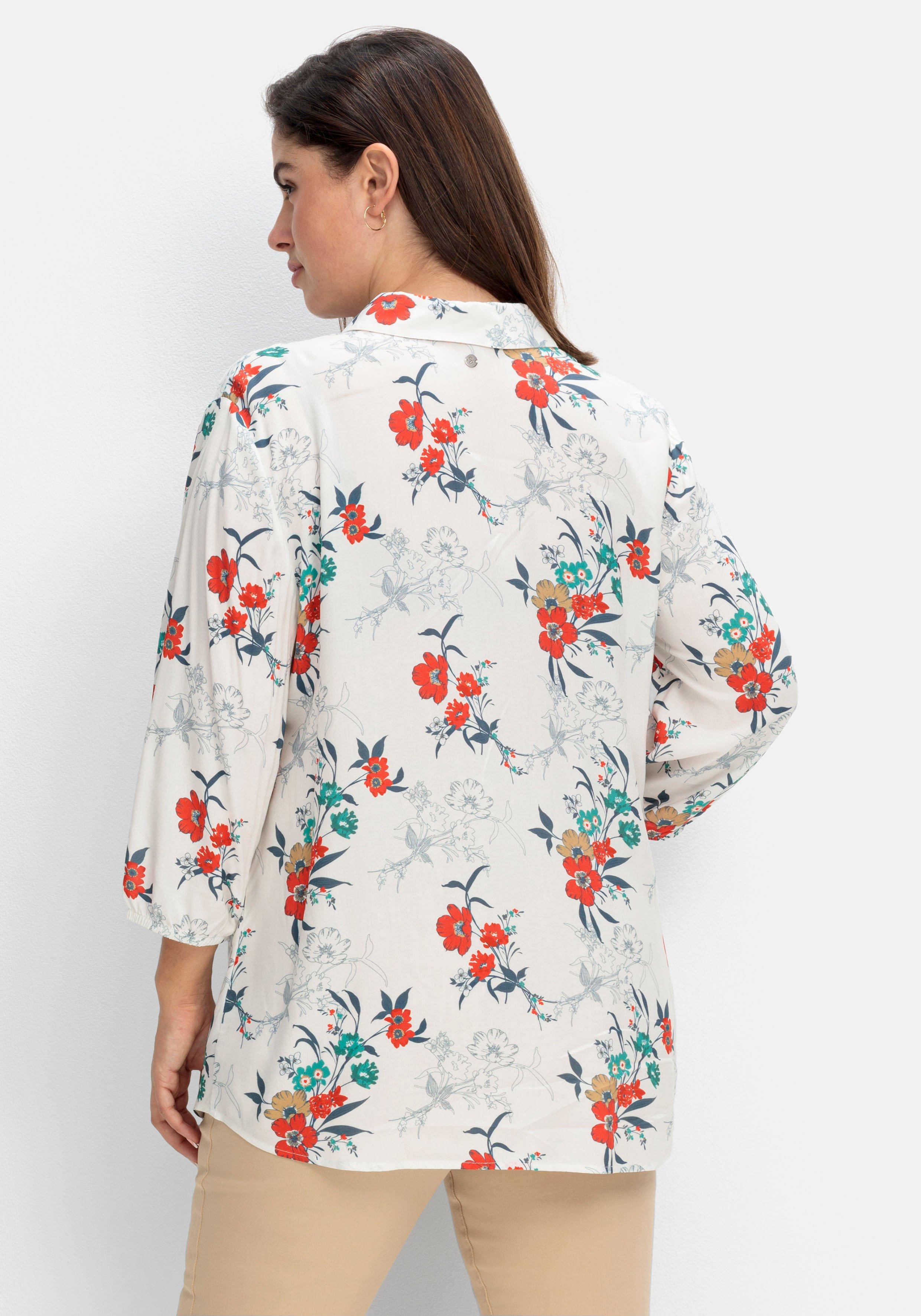 Bluse mit floralem Print und 3/4-Ärmeln