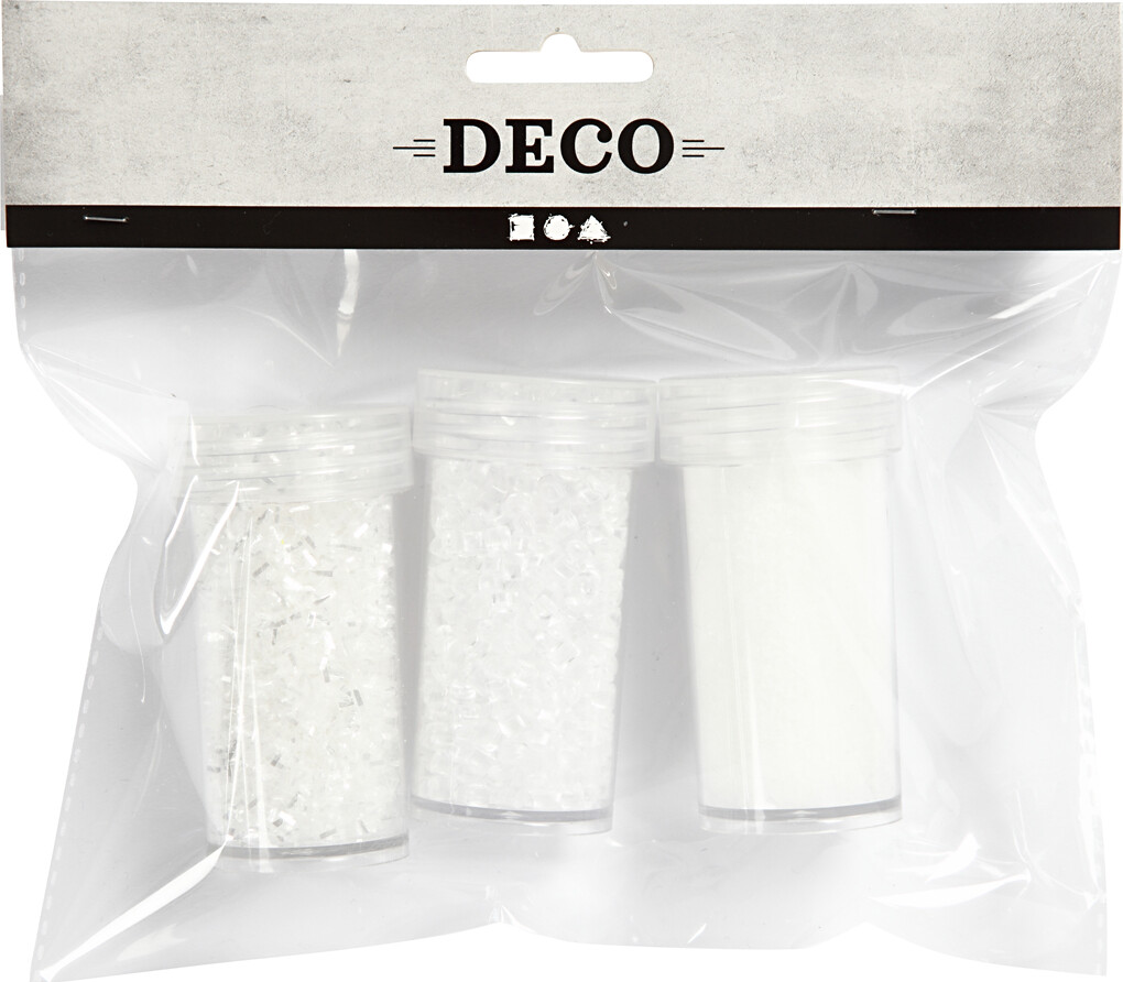 Kunstig Sne - Hvid Glitter - 3 Dåser - 35+35+8 G