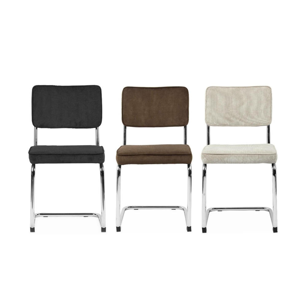 Lot de 2 chaises cantilever velours côtelé gris foncé l46 x p54.5x h84.5cm