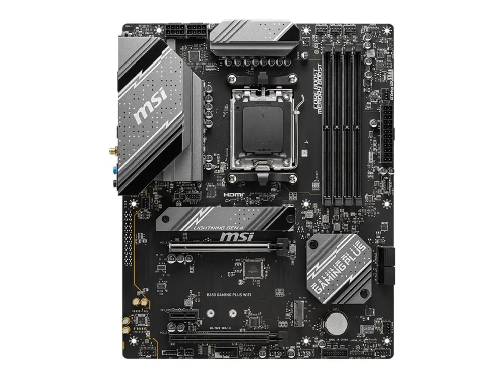 MSI - Bundkort - ATX - Socket AM5 - AMD B650 Chipset - USB 3.2 Gen 1, USB-C 3.2 Gen2, USB 3.2 Gen 2, USB-C 3.2 Gen 2x2 - 2.5 Gigabit LAN, Wi-Fi 6E, Bluetooth - onboard grafik (CPU påkrævet) - HD Audio (8-kanaler)