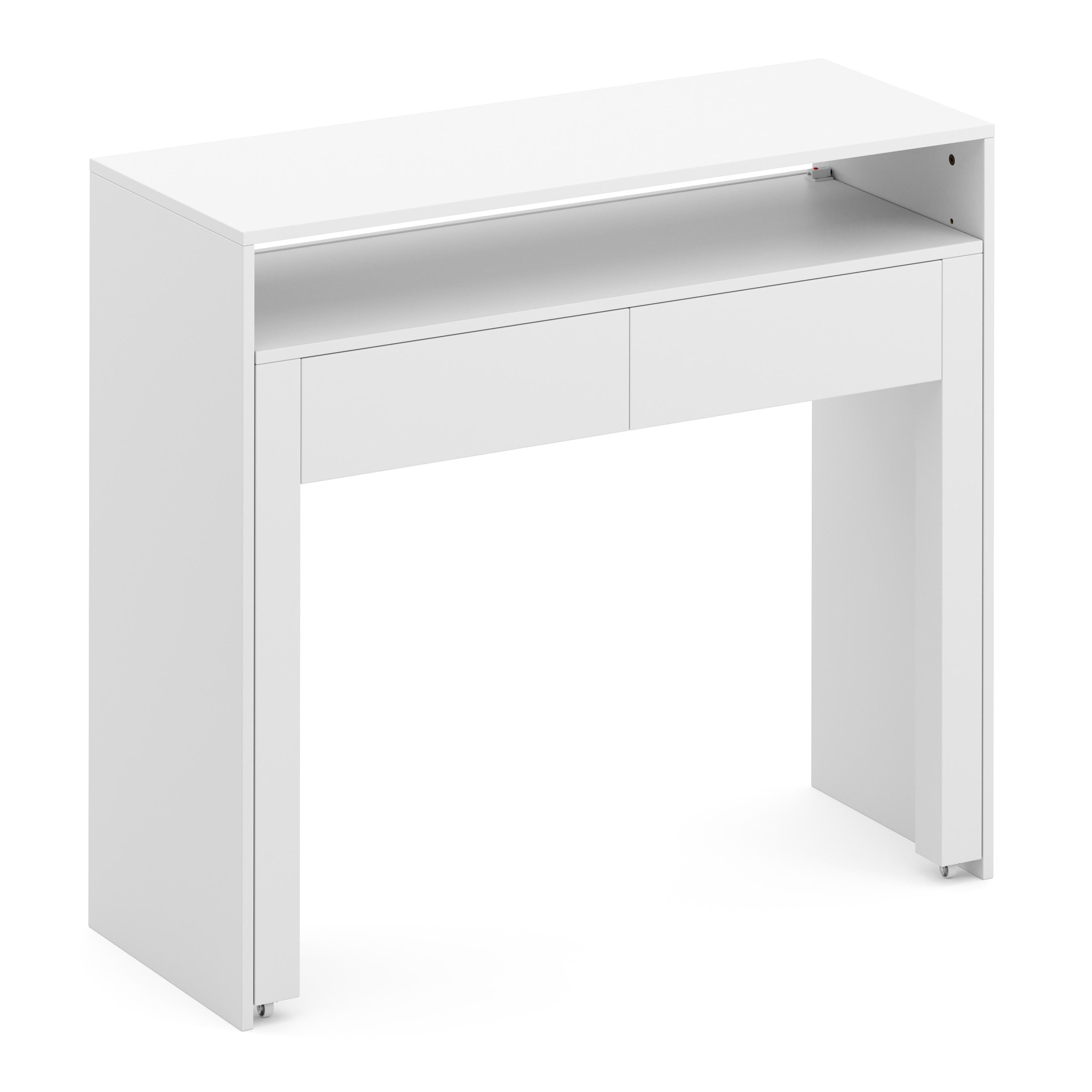 Konsolenschreibtisch ausziehbar mit 2 Schubladen CAROLA weiss