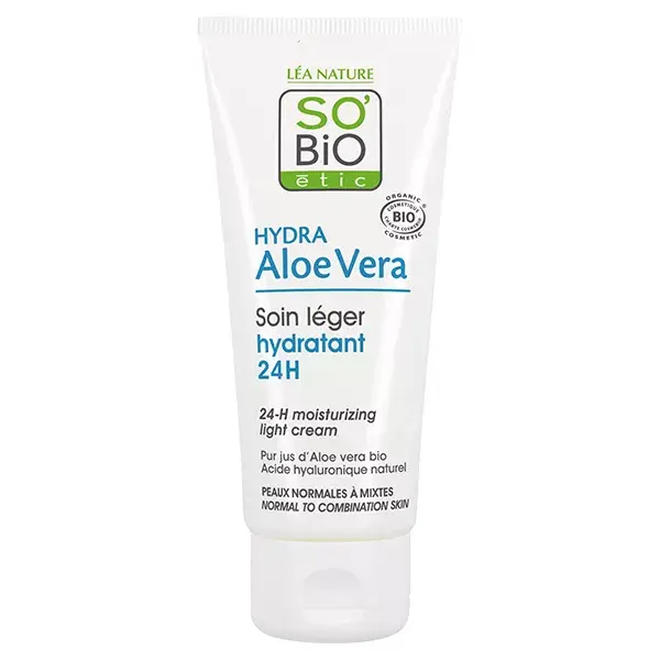 Creme hidratante leve de 24 horas So'Bio Étic Hydra Aloe Vera, orgânico, 50ml