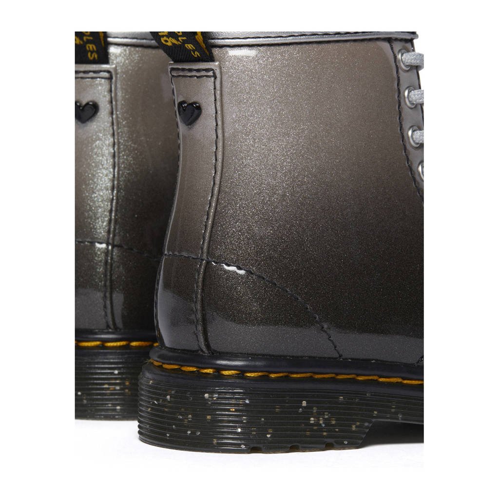 Dr. Martens 1460 Glitter T Peuter lak veterboots zwart/zilver