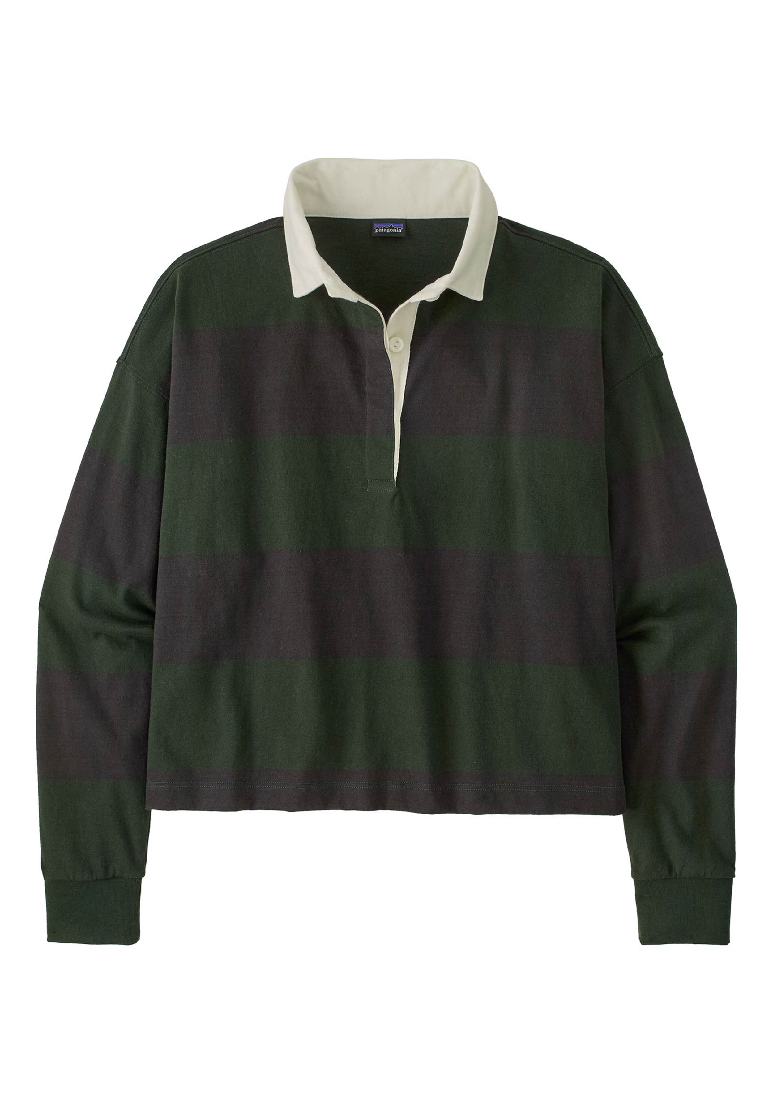 Patagonia Longsleeve W's L/S Rugby Shirt Wide Stripe: Old Growth Green