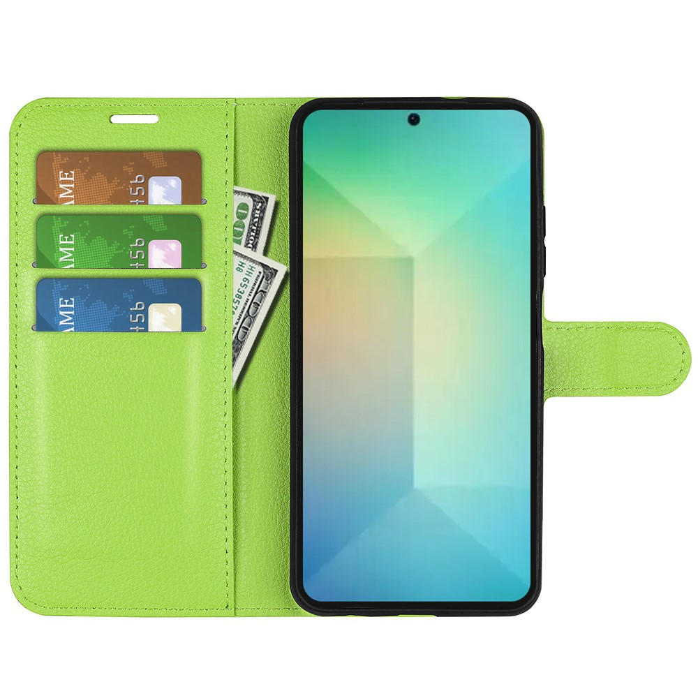 Samsung Galaxy S25 Leder Tasche Flip Cover Litchi Look - Grün