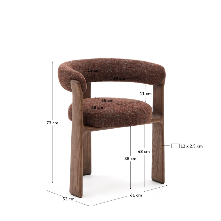 Kave Home Granite eetkamerstoel donker essenhout, beige chenille