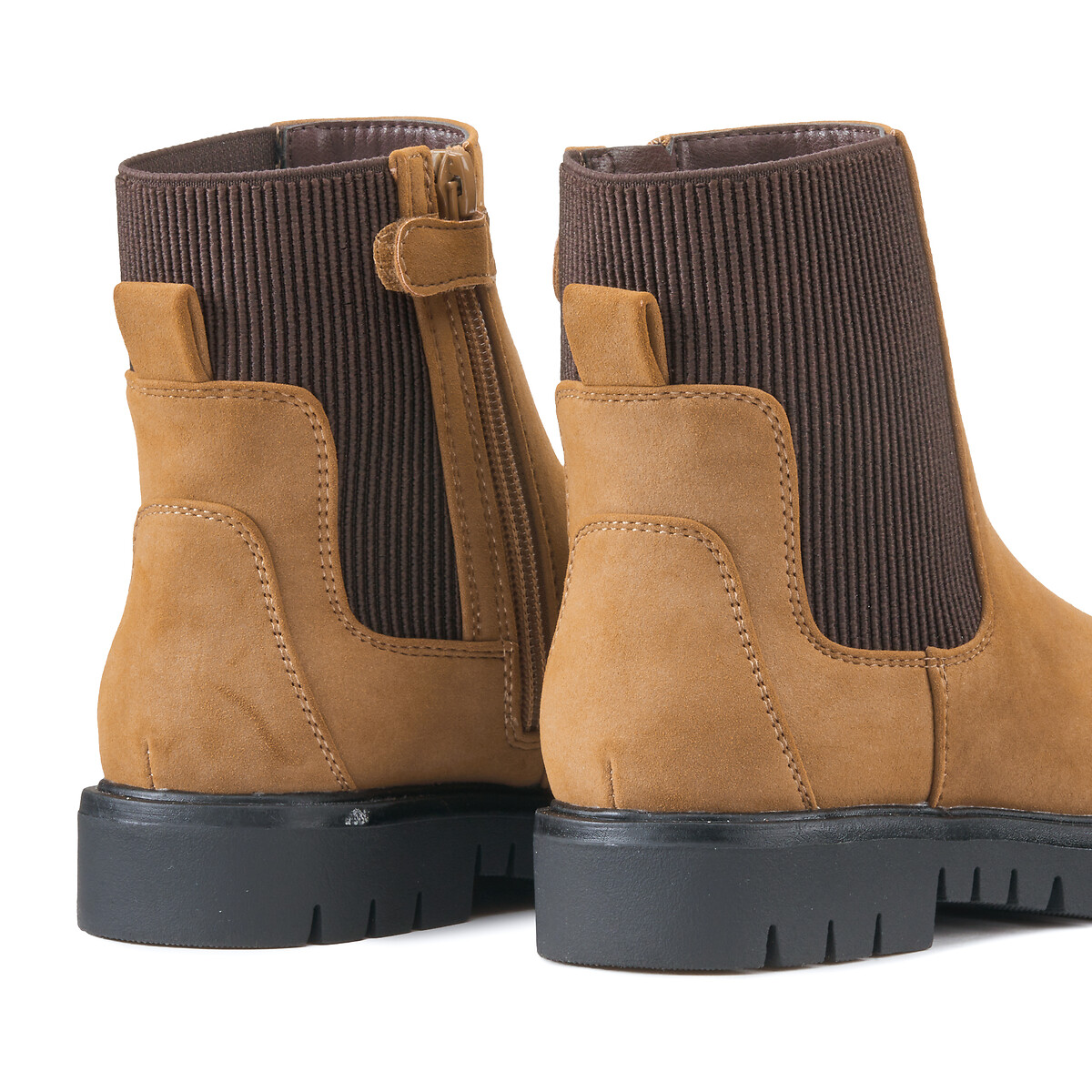 COLEÇÕES LA REDOUTE<br>Botas de cano curto com zíper e elástico, sola entalhada