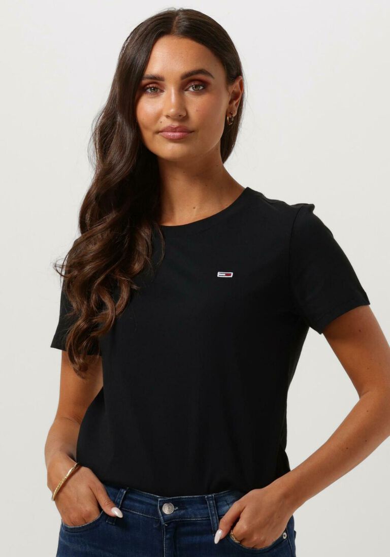 TOMMY JEANS zwarte tommy jeans t-shirt tjw regular jersey c neck