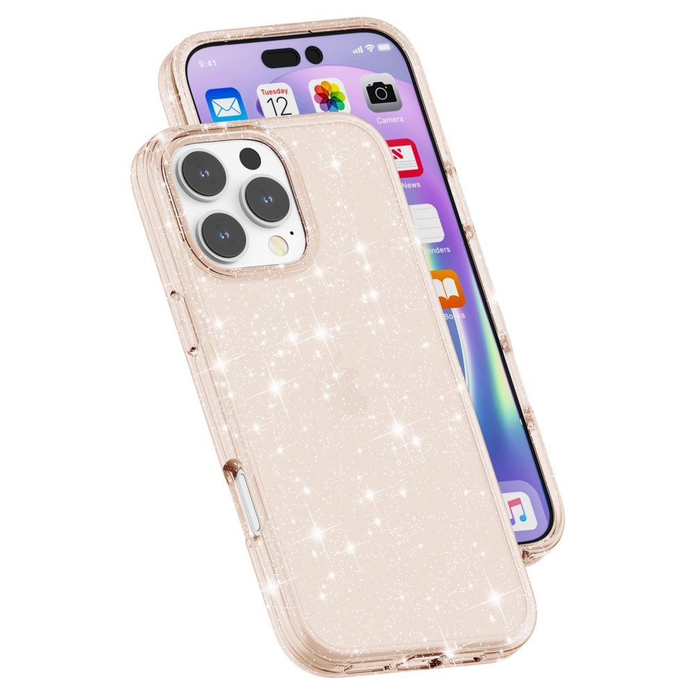 iPhone 16 Pro Max Hybrid Hardcase Schutzhülle im Glitzer Design - Gold / Transparent