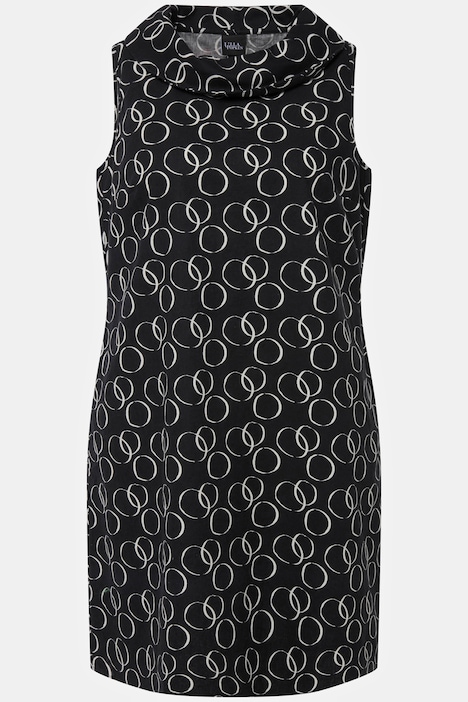 Kleid, Kreise, A-Linie, Rollkragen, ärmellos, Leinenmix