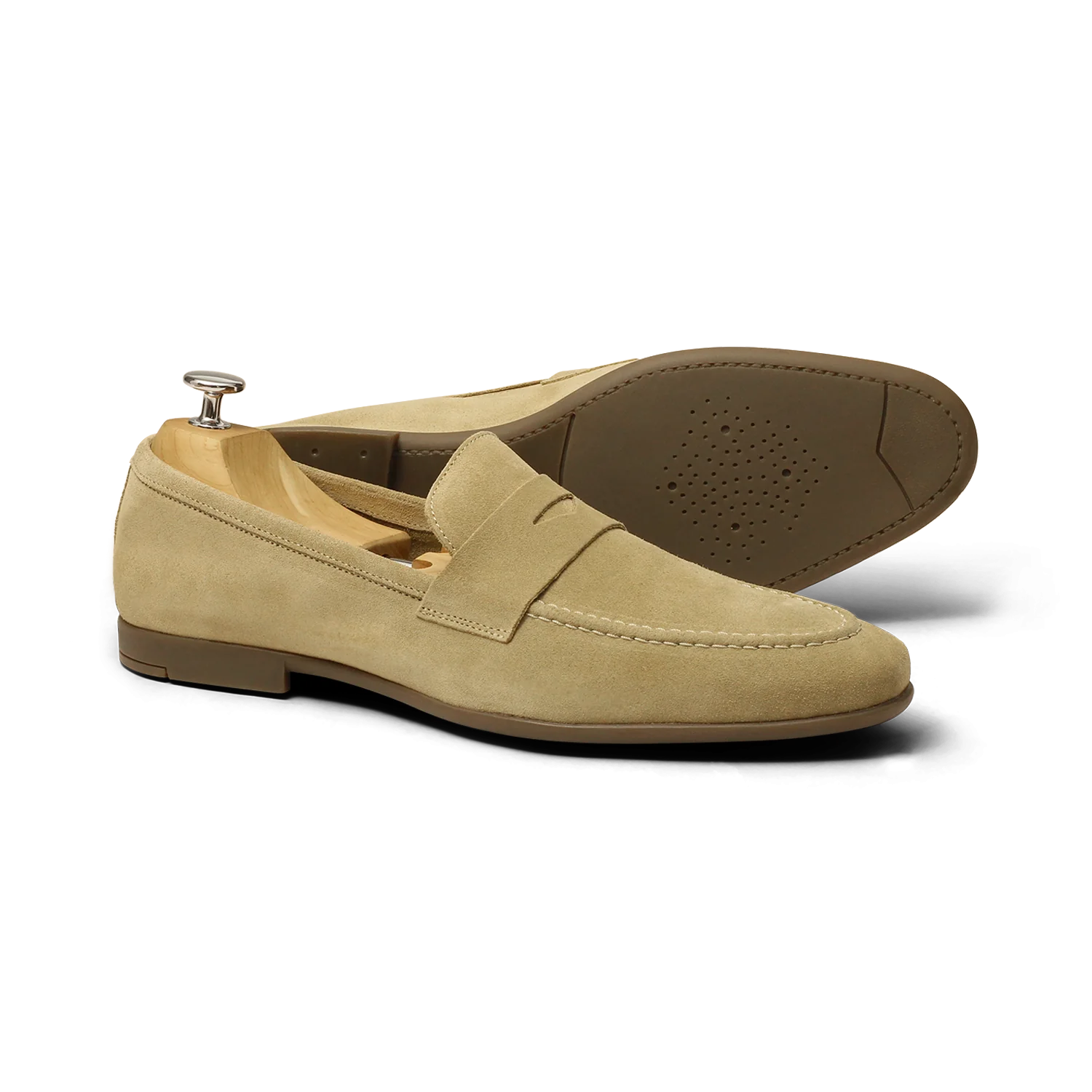 Marty-Mocassin en veau velours beige