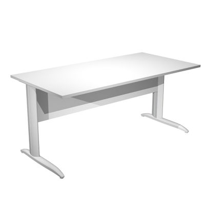 Bureau droit Trend - L160 - Pieds métal en L - plateau blanc - pied métal alu