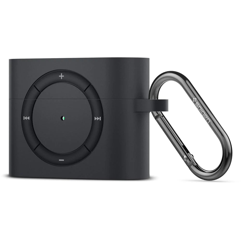 AirPods Pro Classic Shuffle Hardcase Schutzhülle Abdeckung mit Karabiner (ASD00838) - Schwarz