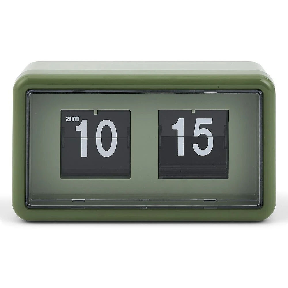 Horloge rétro à rabat automatique plastique vert