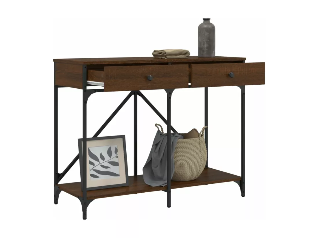 Table console chêne marron 100x39x78,5 cm bois d'ingénierie