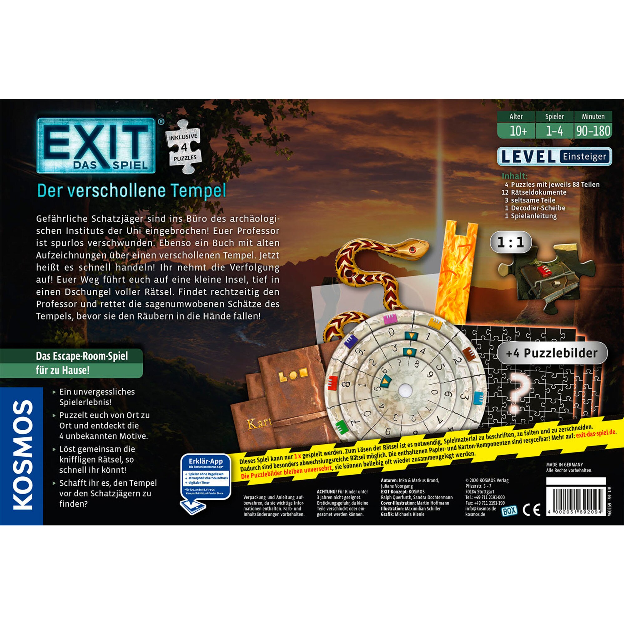 Kosmos Partyspiel EXIT - Das Spiel + Puzzle - Der verschollene Tempel
