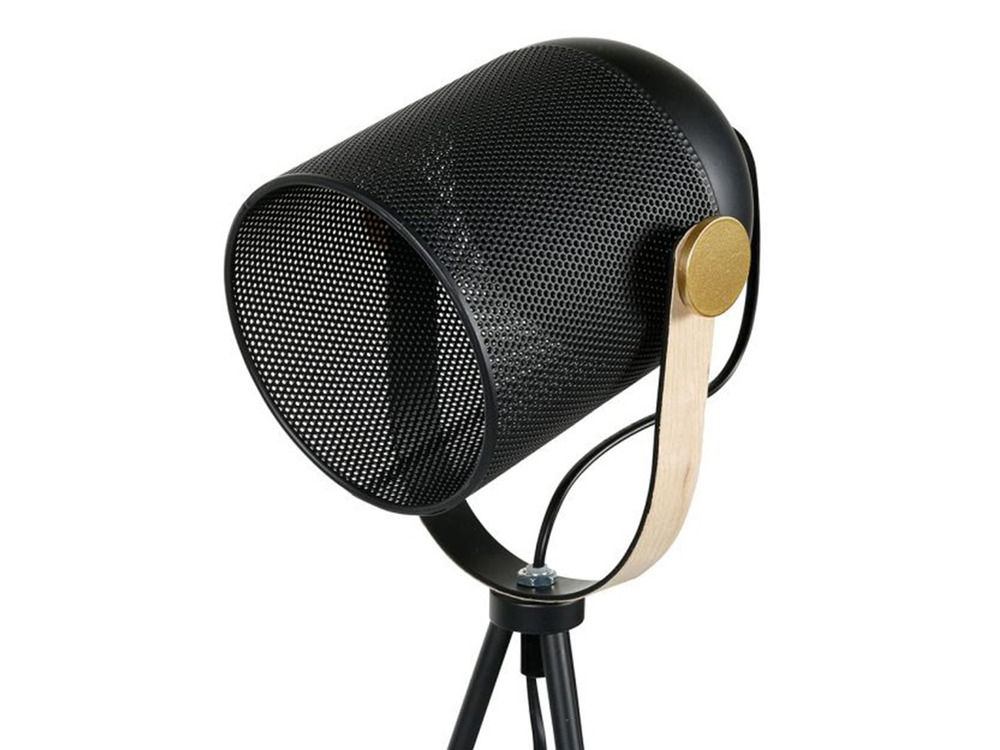 Lampe spot trépied en métal noire