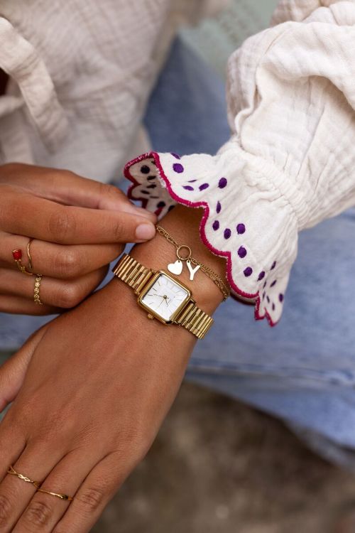 Initial dubbele armband met hartje